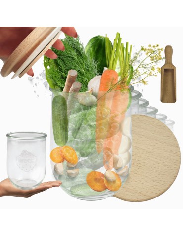 Słoiki WECK 6szt/ drewniane wieko, miarka słoik 1l 1062ml TULIP