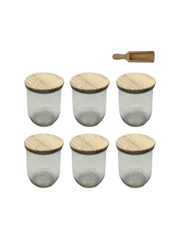 Słoiki WECK 6szt/ drewniane wieko, miarka słoik 1l 1062ml TULIP - produkt 2