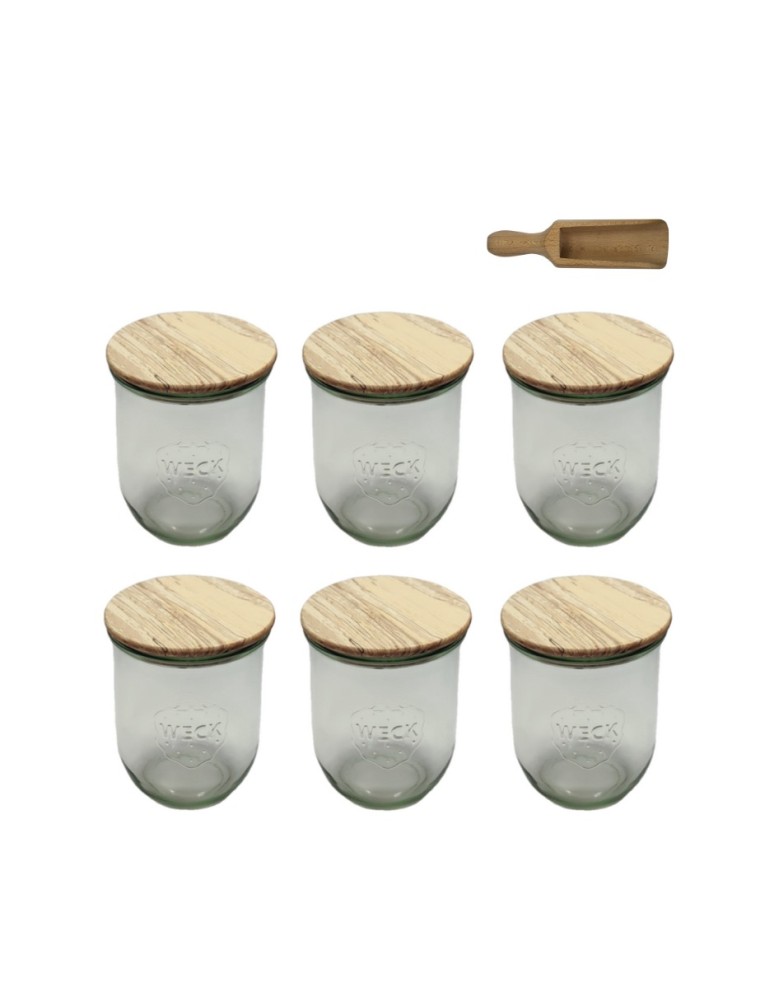 Słoiki i butelki - Słoiki WECK 6szt/ drewniane wieko, miarka słoik 1l 1062ml TULIP - product MODO24.PL 2