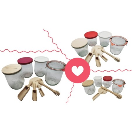 Słoiki WECK 6szt/ drewniane wieko, miarka słoik 1l 1062ml TULIP