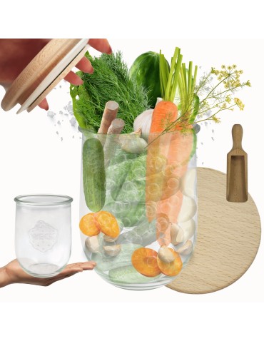 Słoiki WECK / drewniane wieko, miarka słoik 1l 1062ml TULIP