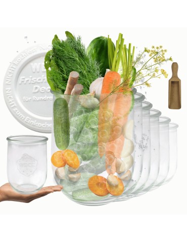 Słoiki WECK 6szt/ plastikowe wieko, miarka słoik 1l 1062ml TULIP