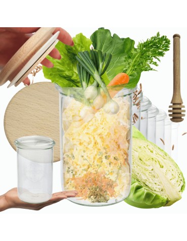 Słoiki WECK 6szt/ drewniane wieko, nabierak słoik 1050ml 1l MOLD