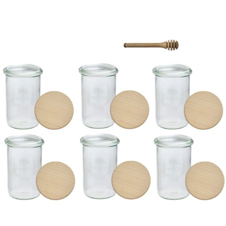 Słoiki WECK 6szt/ drewniane wieko, nabierak słoik 1050ml 1l MOLD