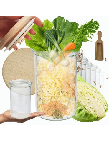 Słoiki WECK 12szt/ drewniane wieko, miarka słoik 1050ml 1l MOLD