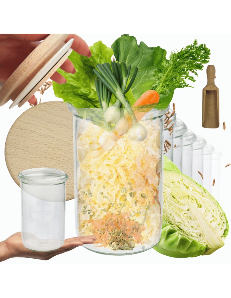 Słoiki i butelki - Słoiki WECK 12szt/ drewniane wieko, miarka słoik 1050ml 1l MOLD - produkt MODO24.PL 1