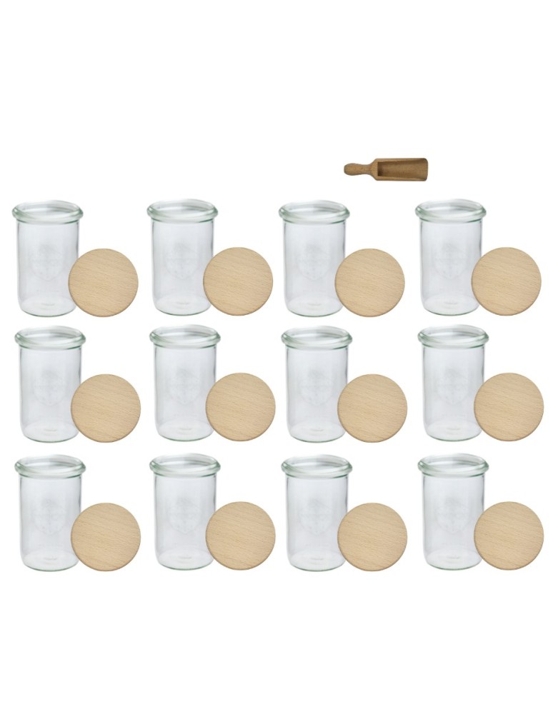 Słoiki i butelki - Słoiki WECK 12szt/ drewniane wieko, miarka słoik 1050ml 1l MOLD - product MODO24.PL 2