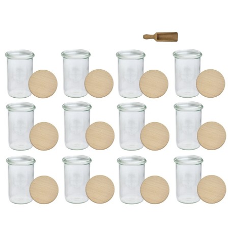 Słoiki WECK 12szt/ drewniane wieko, miarka słoik 1050ml 1l MOLD