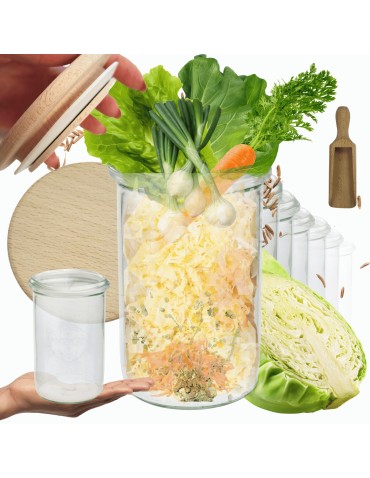 Słoiki WECK 6szt/ drewniane wieko, miarka słoik 1050ml 1l MOLD