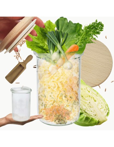 Słoiki WECK / drewniane wieko, miarka słoik 1050ml 1l MOLD