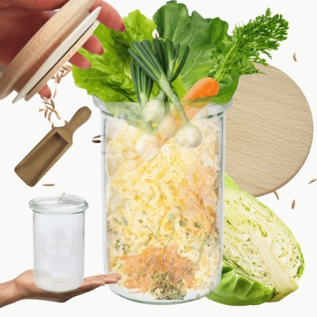 Słoiki WECK / drewniane wieko, miarka słoik 1050ml 1l MOLD