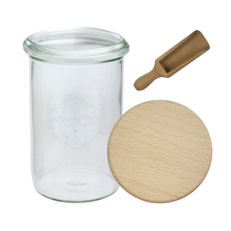 Słoiki WECK / drewniane wieko, miarka słoik 1050ml 1l MOLD