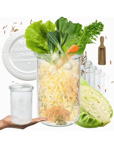 Słoiki i butelki - Słoiki WECK 12szt/ plastikowe wieko, miarka słoik 1050ml 1l MOLD - product 11