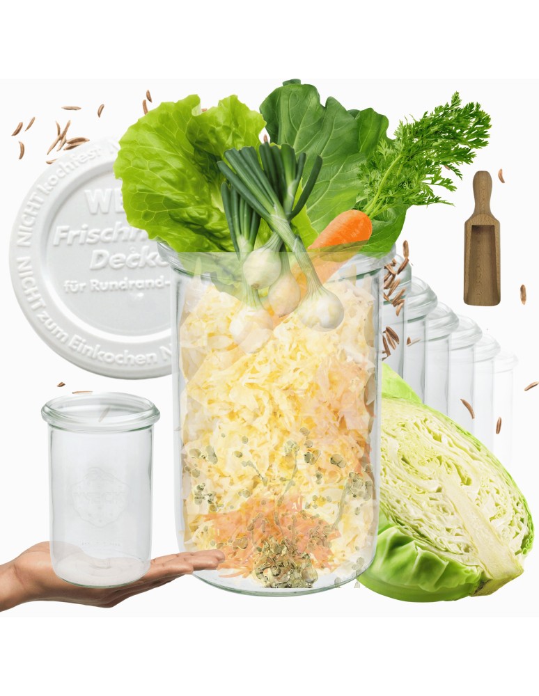 Słoiki i butelki - Słoiki WECK 12szt/ plastikowe wieko, miarka słoik 1050ml 1l MOLD - product MODO24.PL 11