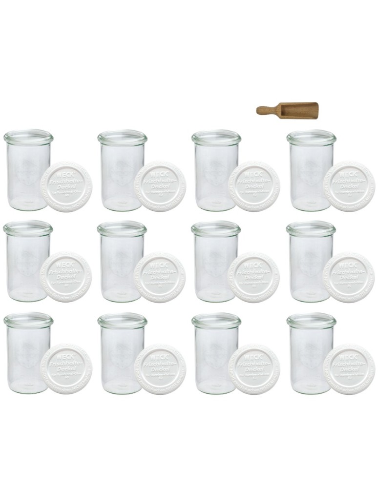 Słoiki i butelki - Słoiki WECK 12szt/ plastikowe wieko, miarka słoik 1050ml 1l MOLD - product MODO24.PL 12