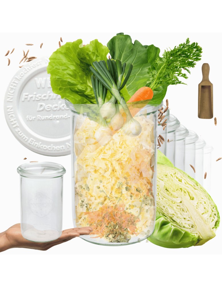 Słoiki i butelki - Słoiki WECK 6szt/ plastikowe wieko, miarka słoik 1050ml 1l MOLD - product MODO24.PL 11