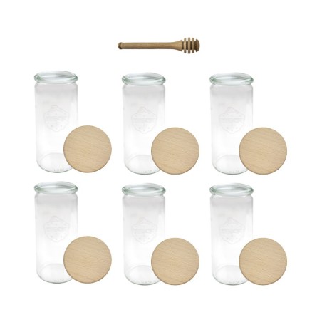 Słoiki WECK 6szt/ drewniane wieko, nabierak słoik 1040ml 1l CYLINDER