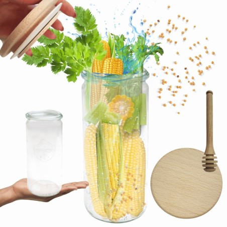 Słoiki WECK / drewniane wieko, nabierak słoik 1040ml 1l CYLINDER