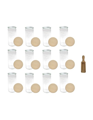 Słoiki WECK 12szt/ drewniane wieko, miarka słoik 1040ml 1l CYLINDER - produkt 2