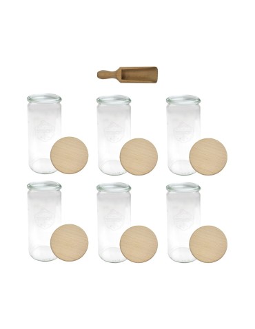 Słoiki WECK 6szt/ drewniane wieko, miarka słoik 1040ml 1l CYLINDER - produkt 2