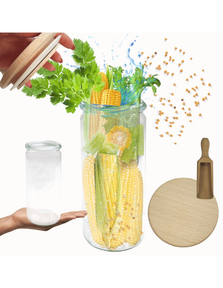 Słoiki i Dodatki - Słoiki WECK / drewniane wieko, miarka słoik 1040ml 1l CYLINDER - product MODO24.PL 1