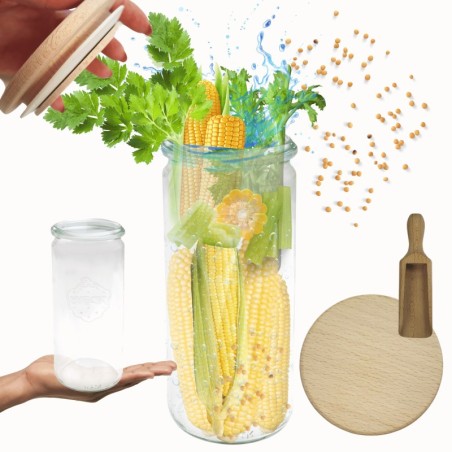 Słoiki WECK / drewniane wieko, miarka słoik 1040ml 1l CYLINDER