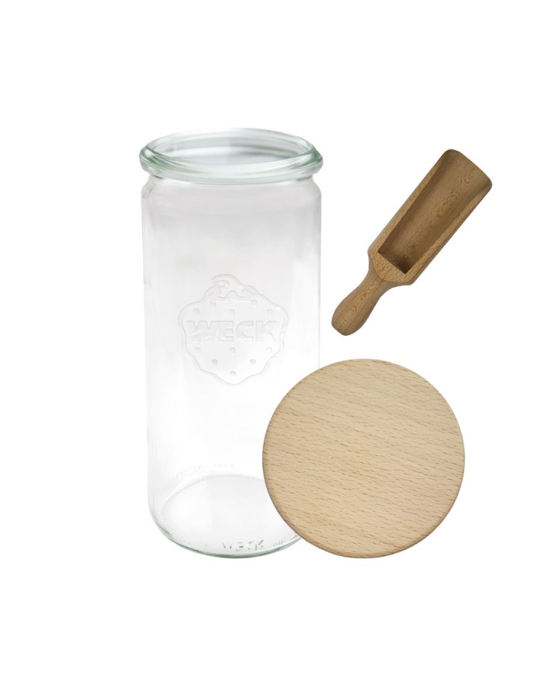 Słoiki i butelki - Słoiki WECK / drewniane wieko, miarka słoik 1040ml 1l CYLINDER - product MODO24.PL 2