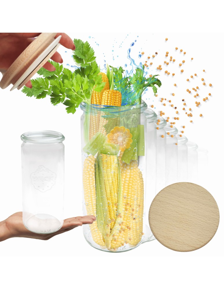 Słoiki i butelki - Słoiki WECK 12szt/ drewniane wieko słoik 1040ml 1l CYLINDER - produkt MODO24.PL 1