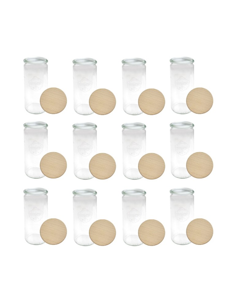 Słoiki i butelki - Słoiki WECK 12szt/ drewniane wieko słoik 1040ml 1l CYLINDER - product MODO24.PL 2