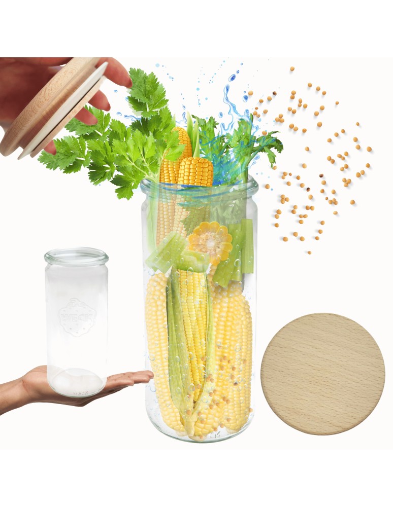 Słoiki i butelki - Słoiki WECK / drewniane wieko słoik 1040ml 1l CYLINDER - produkt MODO24.PL 1