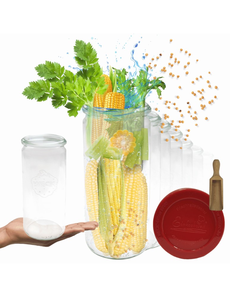 Słoiki i butelki - Słoiki WECK 12szt/ silikonowe wieko, miarka słoik 1040ml 1l CYLINDER - product MODO24.PL 11