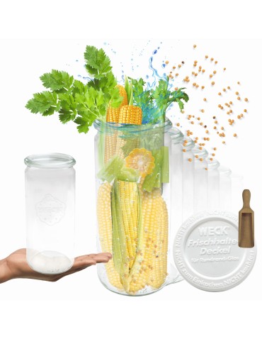 Słoiki i butelki - Słoiki WECK 12szt/ plastikowe wieko, miarka słoik 1040ml 1l CYLINDER - product 11