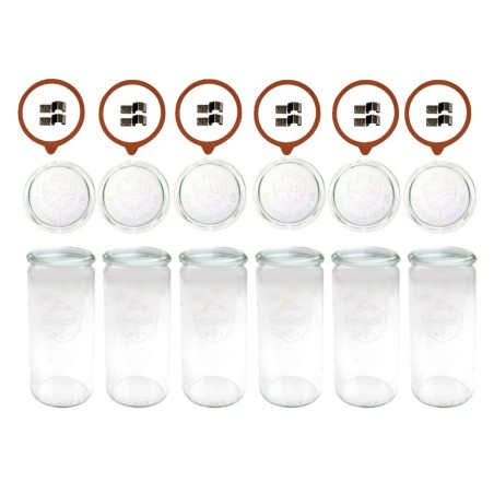 Słoiki WECK 6szt/ szkl. wieko,gumka, bl słoik 1040ml 1l CYLINDER