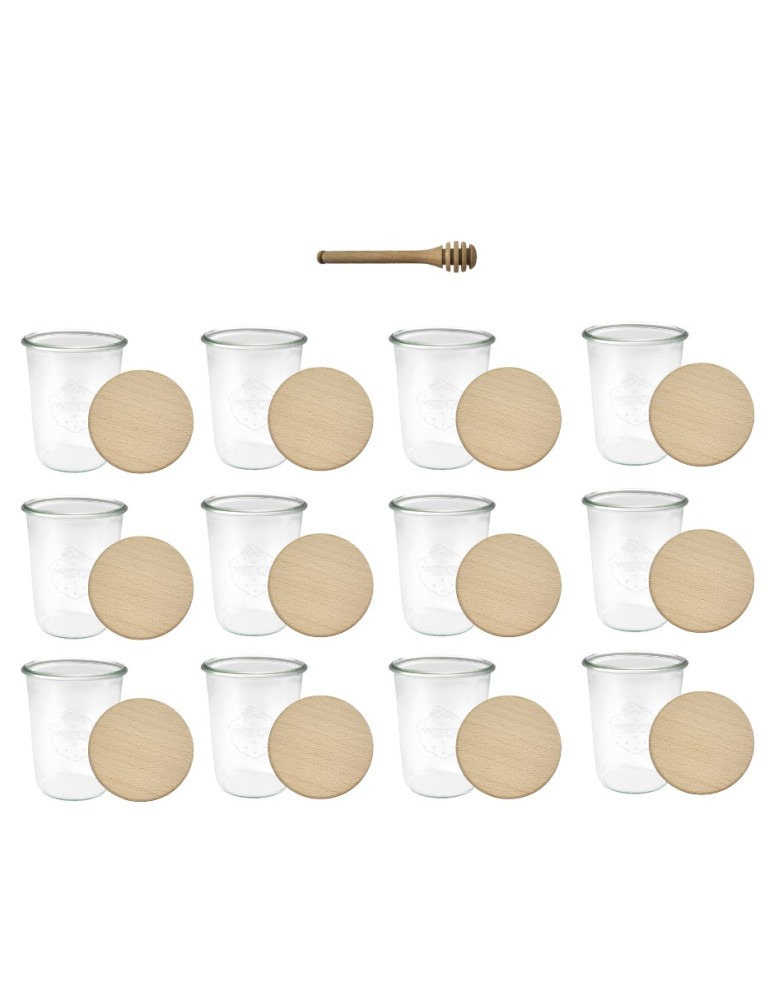 Słoiki i butelki - Słoiki WECK 12szt/ drewniane wieko, nabierak słoik 850ml MOLD - product MODO24.PL 2