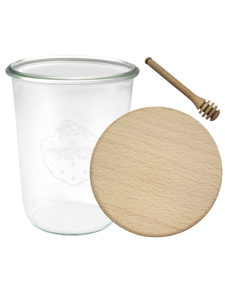 Słoiki i butelki - Słoiki WECK / drewniane wieko, nabierak słoik 850ml MOLD - product MODO24.PL 2