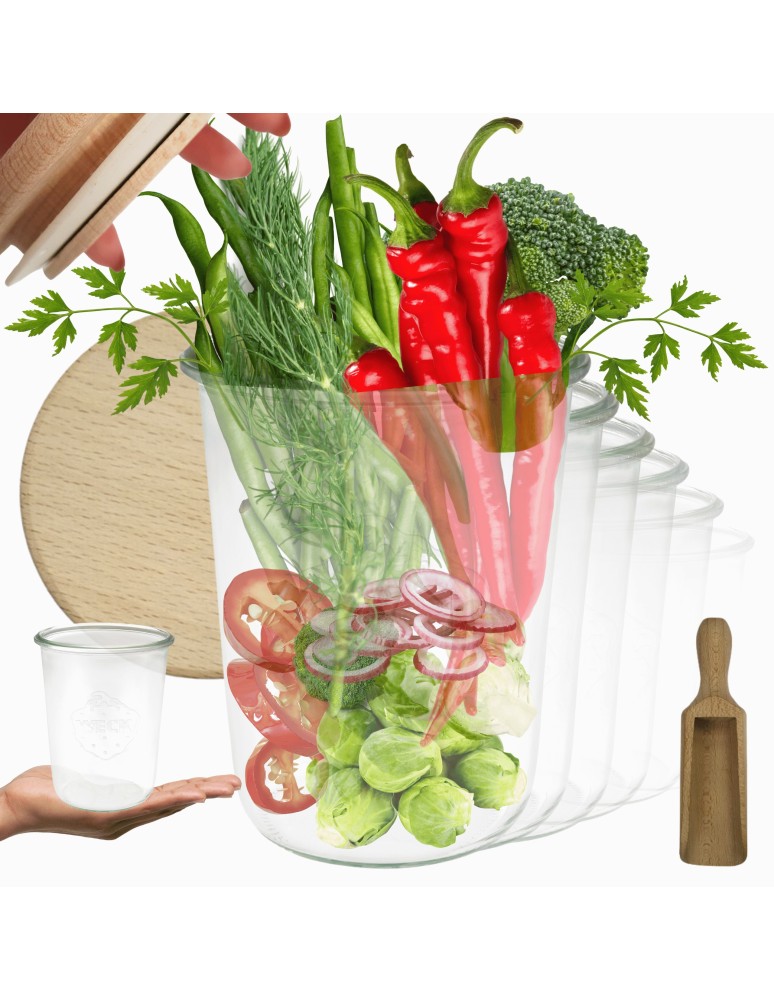 Słoiki i butelki - Słoiki WECK 12szt/ drewniane wieko, miarka słoik 850ml MOLD - produkt MODO24.PL 1