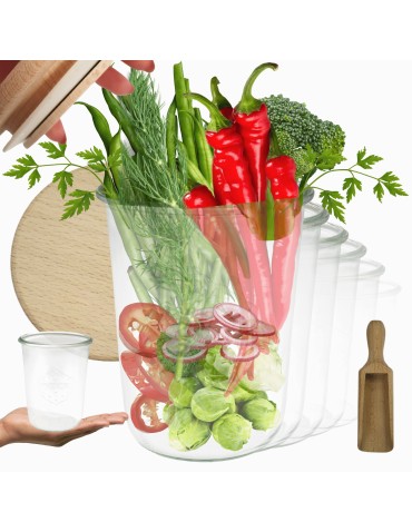 Słoiki WECK 6szt/ drewniane wieko, miarka słoik 850ml MOLD