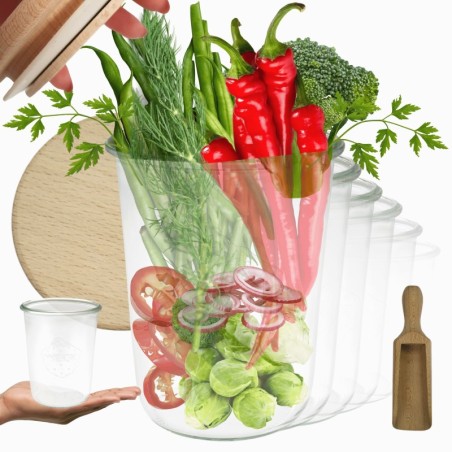 Słoiki WECK 6szt/ drewniane wieko, miarka słoik 850ml MOLD