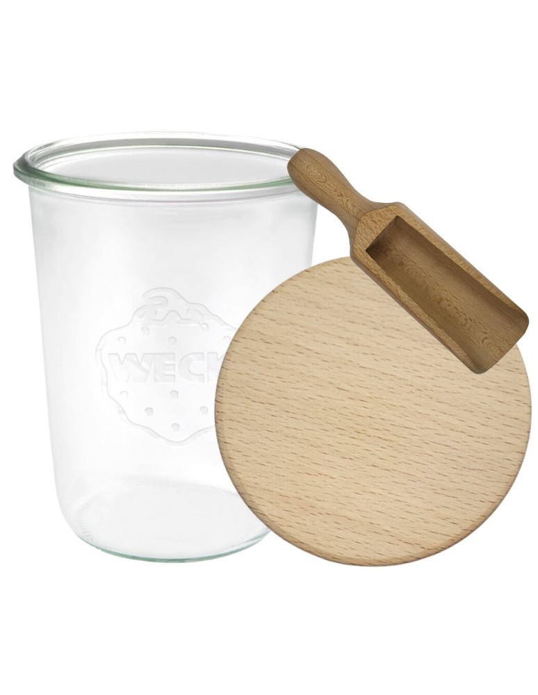 Słoiki i butelki - Słoiki WECK / drewniane wieko, miarka słoik 850ml MOLD - product MODO24.PL 2