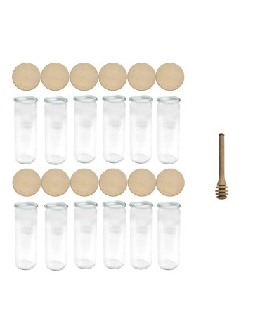 Słoiki WECK 12szt/ drewniane wieko, nabierak słoik 600ml CYLINDER - produkt 2