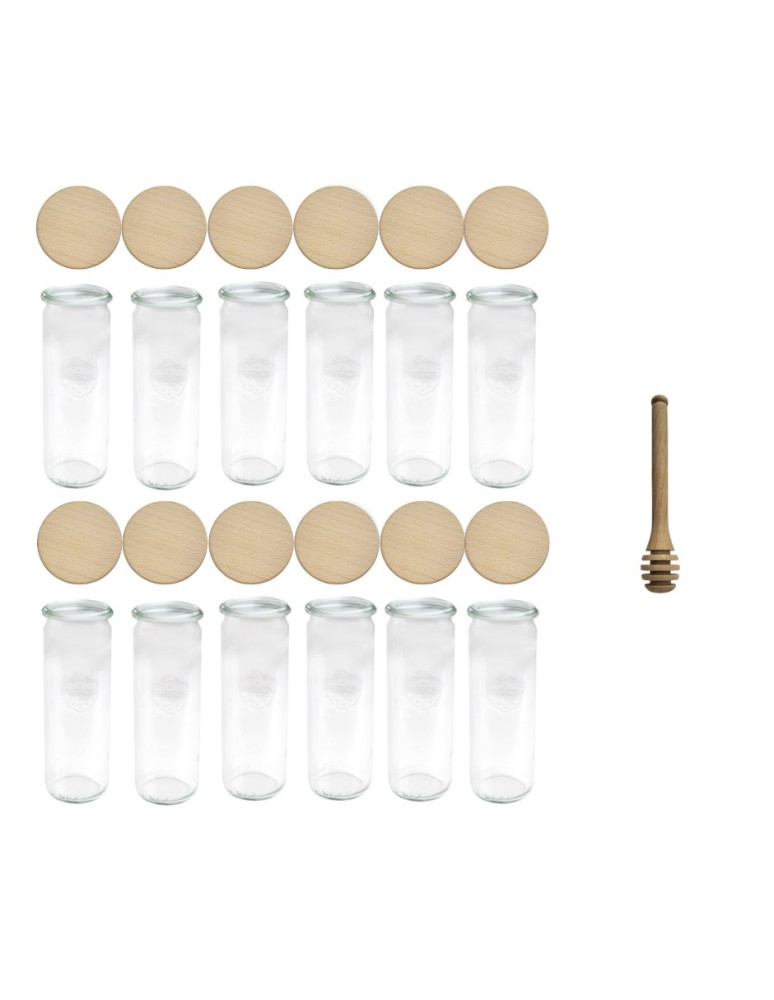 Słoiki i butelki - Słoiki WECK 12szt/ drewniane wieko, nabierak słoik 600ml CYLINDER - product MODO24.PL 2