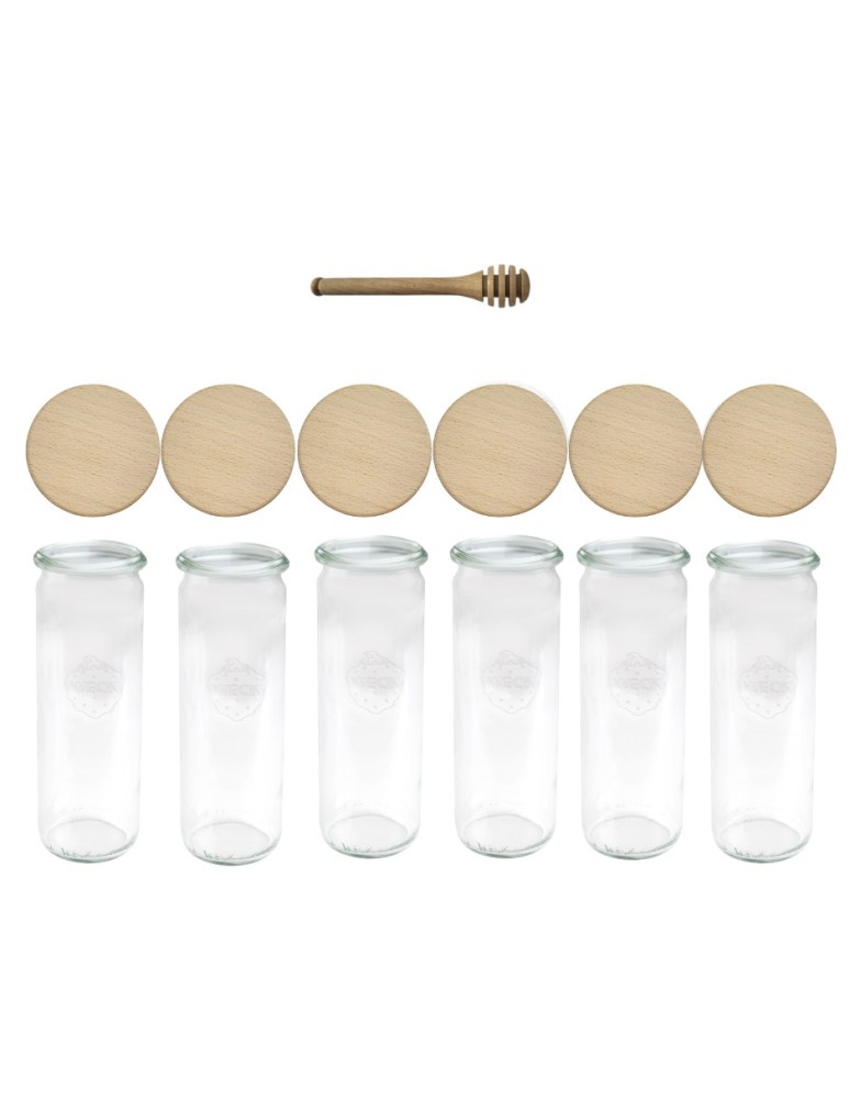 Słoiki i butelki - Słoiki WECK 6szt/ drewniane wieko, nabierak słoik 600ml CYLINDER - product MODO24.PL 2