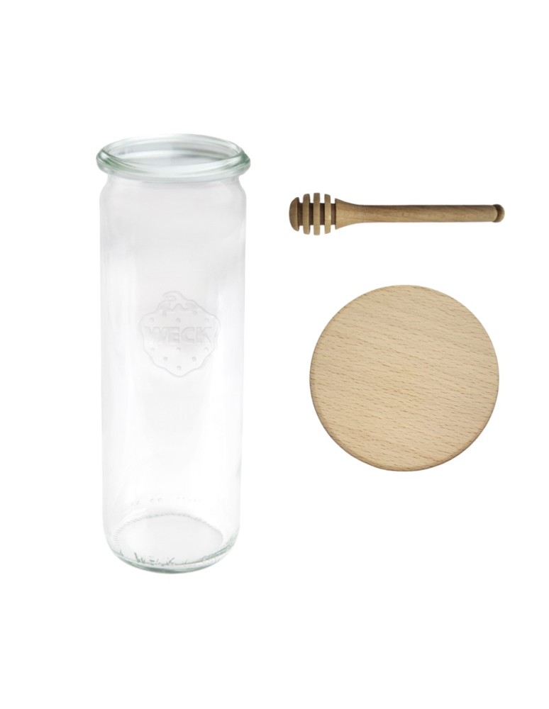 Słoiki i butelki - Słoiki WECK / drewniane wieko, nabierak słoik 600ml CYLINDER - product MODO24.PL 2