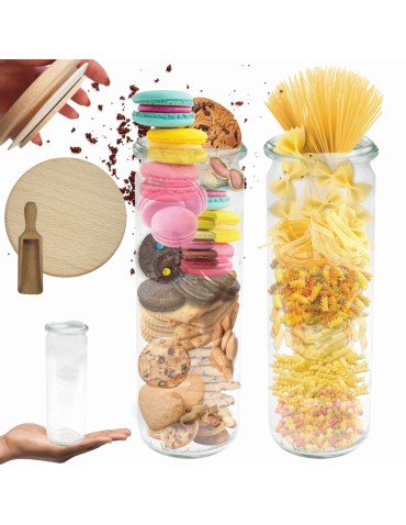 Słoiki WECK / drewniane wieko, miarka słoik 600ml CYLINDER