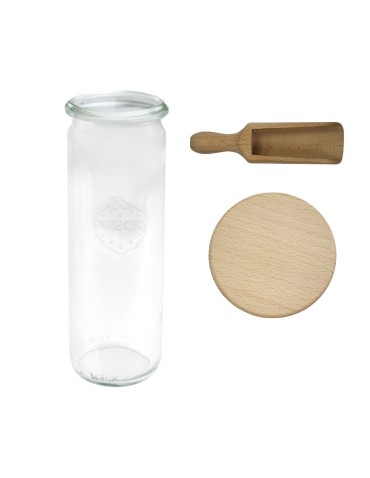 Słoiki WECK / drewniane wieko, miarka słoik 600ml CYLINDER - produkt 2