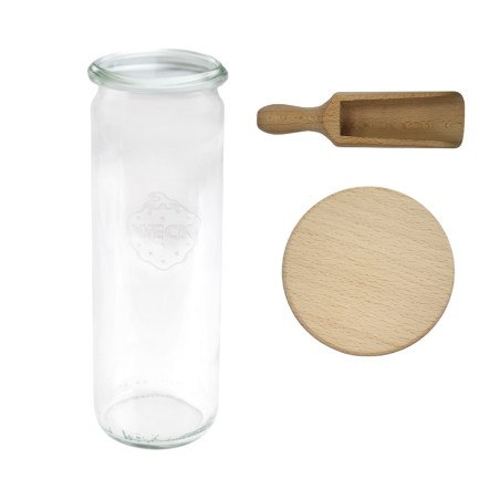 Słoiki WECK / drewniane wieko, miarka słoik 600ml CYLINDER