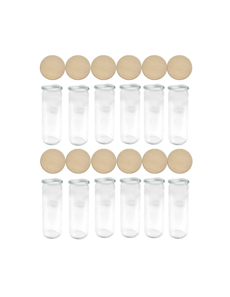 Słoiki i butelki - Słoiki WECK 12szt/ drewniane wieko słoik 600ml CYLINDER - product MODO24.PL 2