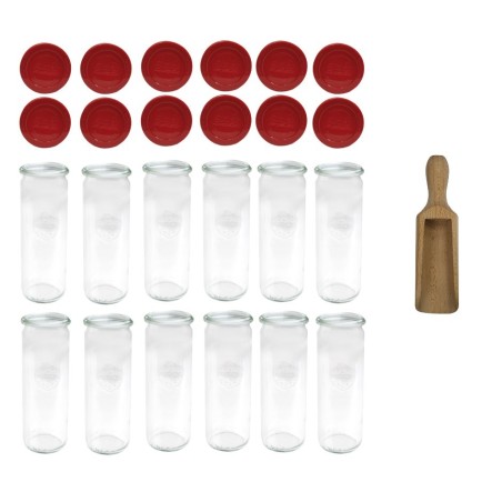 Słoiki WECK 12szt/ silikonowe wieko, miarka słoik 600ml CYLINDER