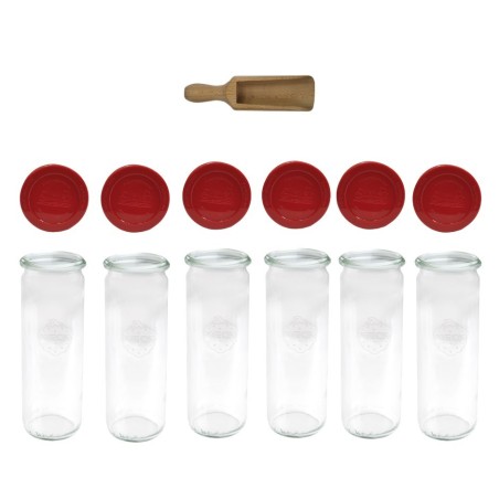 Słoiki WECK 6szt/ silikonowe wieko, miarka słoik 600ml CYLINDER