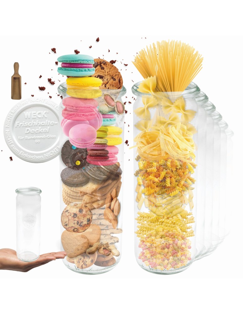 Słoiki i butelki - Słoiki WECK 12szt/ plastikowe wieko, miarka słoik 600ml CYLINDER - product MODO24.PL 11